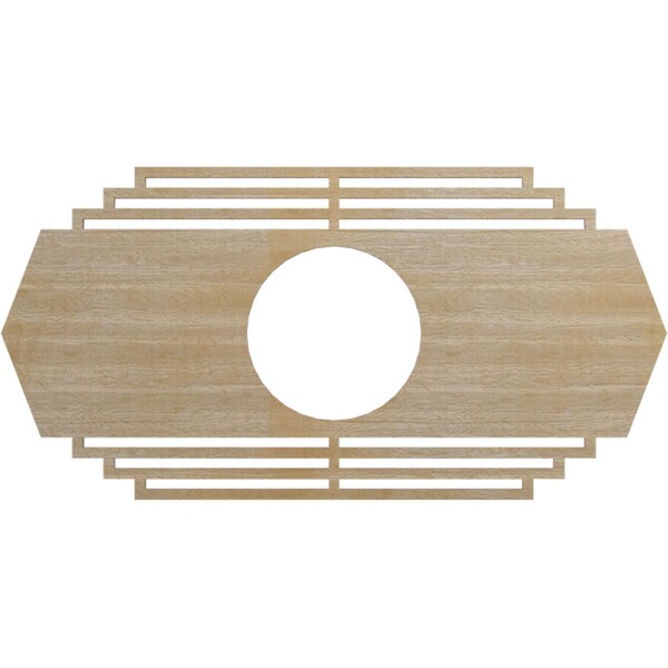 Ekena Millwork Chrysler Wood Fretwork Pierced Ceiling Medallion, Hickory, 20"W x 10"H x 5 1/4"ID x 3/8"T CMWP20X10X0375CSHI - main
